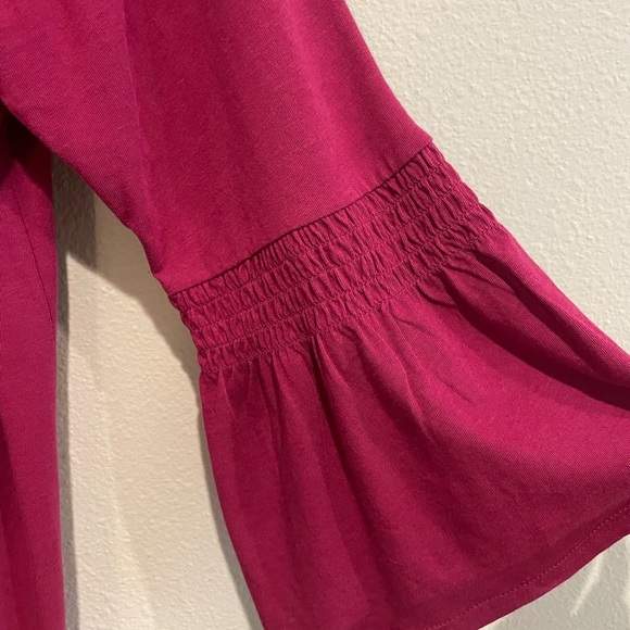 J Jill Tunic Shirt in Fushia Pink with Bell sleeves. Size M - Picture 3 of 5